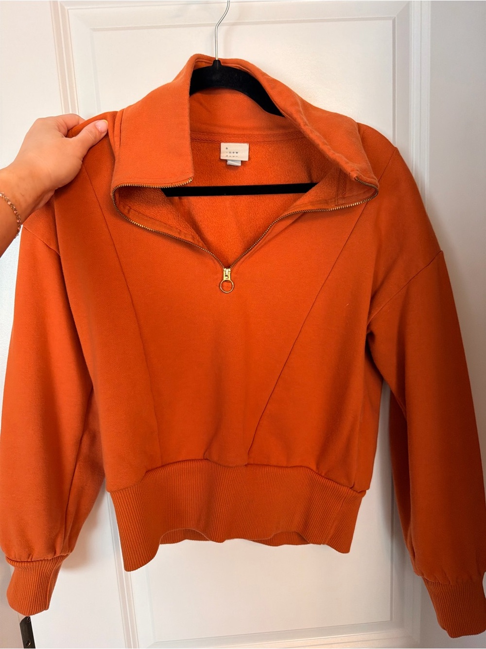 a new day Orange Fleece-Lined Half Zip Pullover